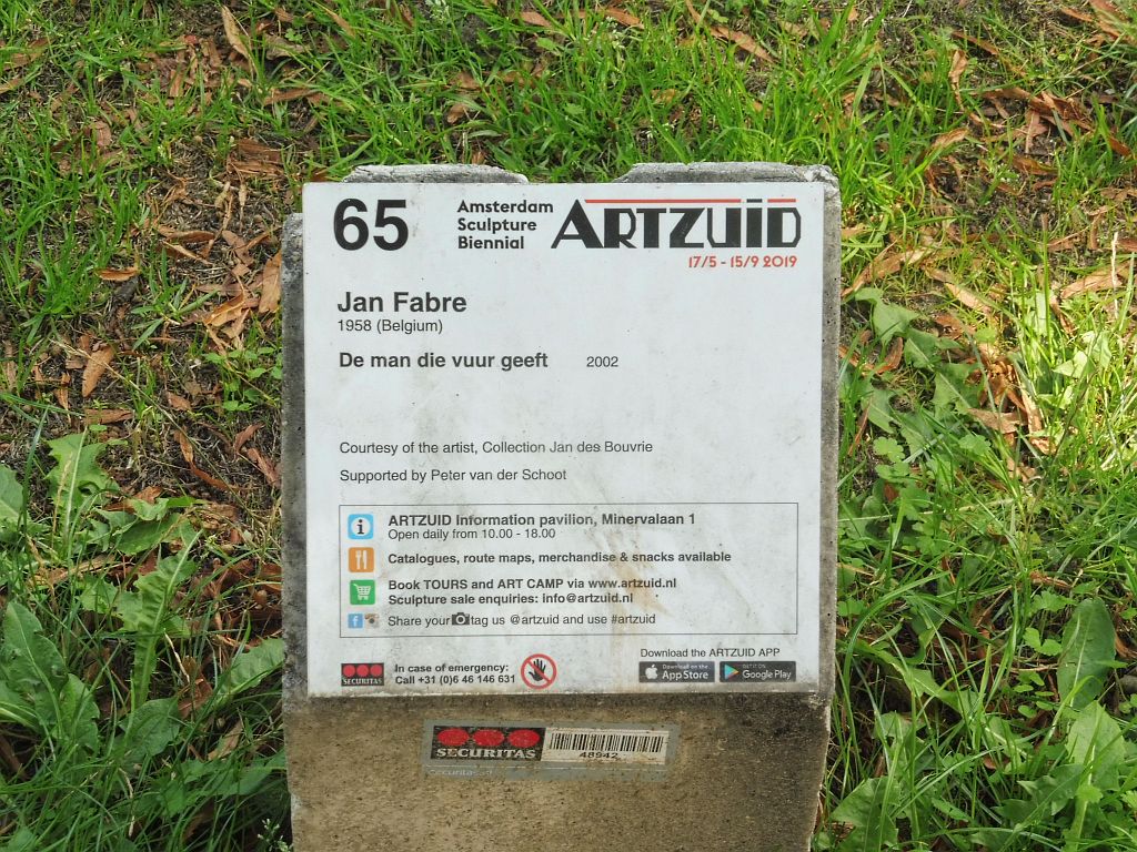 ArtZuid 2019 - Jan Fabre - De man die vuur geeft - Amsterdam