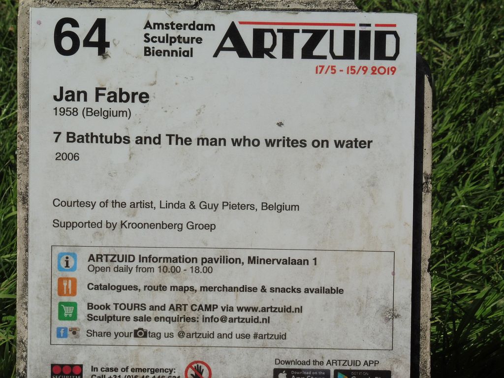 ArtZuid 2019 - Jan Fabre - 7 Bathtubs and The man who writes on water - Amsterdam